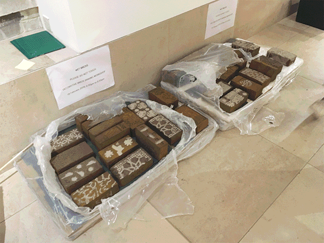 Gif sequence of brick making workshop at the RIBA